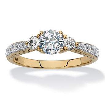 PalmBeach Jewelry 1.45 ct w. 18k Gold-plated Sterling Silver Created White Sapphire Promise Ring