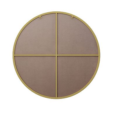 TEINIE 36" Round Gold Metal Framed Wall Mirror