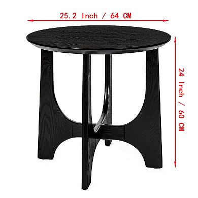 TEINIE 25" Round Wood End Table Nightstand for Living Room Bedroom