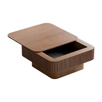 TEINIE 31.5" Square Coffee Table Walnut with Storage