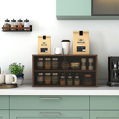 BONAUGURE 28-in. Stackable Storage Cabinet with 2 Glass Sliding Doors