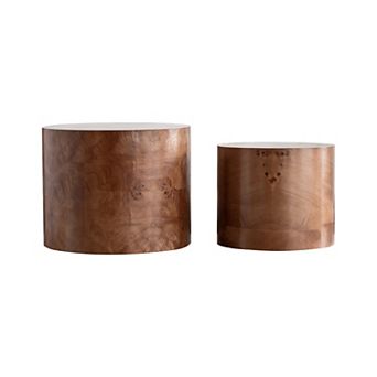 TEINIE Nesting Coffee Table Set of 2 Brown Burl