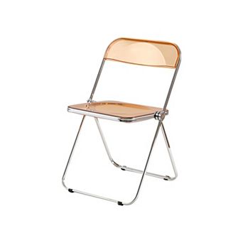 BONAUGURE Orange Acrylic Folding Chair with Chrome Frame