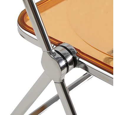 BONAUGURE Orange Acrylic Folding Chair with Chrome Frame