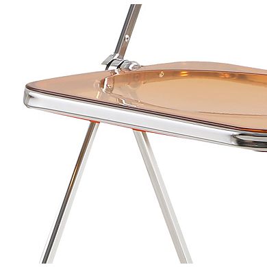 BONAUGURE Orange Acrylic Folding Chair with Chrome Frame