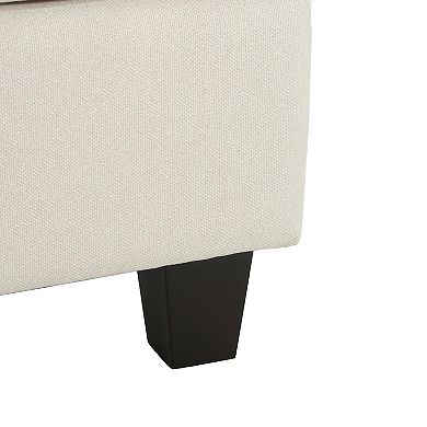 Contemporary Minimalist Beige Upholstered Ottoman, 23.5"x17.5"x16"