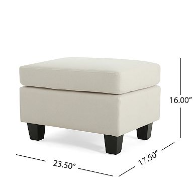 Contemporary Minimalist Beige Upholstered Ottoman, 23.5"x17.5"x16"