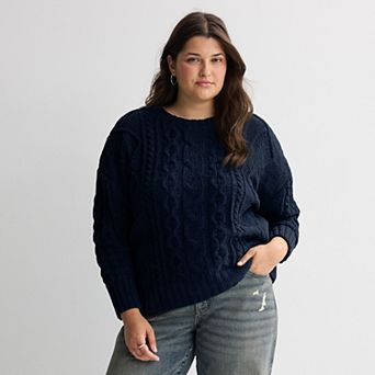 Juniors' Plus Size SO® Chenille Cable Knit Sweater Top