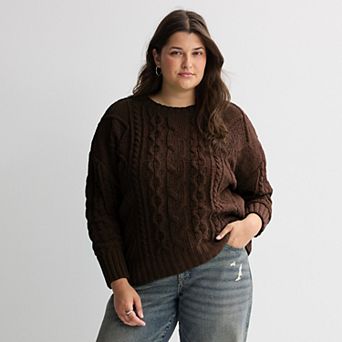 Juniors' Plus Size SO® Chenille Cable Knit Sweater Top