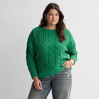 Juniors' Plus Size SO® Chenille Cable Knit Sweater Top