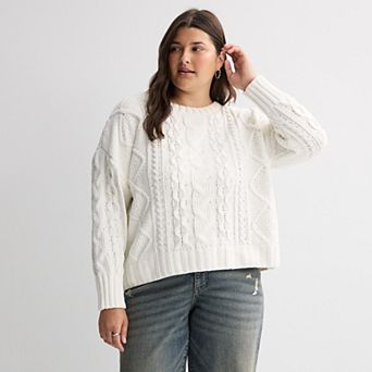 Juniors' Plus Size SO® Chenille Cable Knit Sweater Top