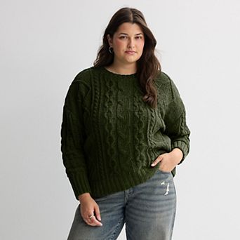 Juniors' Plus Size SO® Chenille Cable Knit Sweater Top