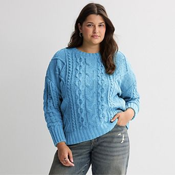 Juniors' Plus Size SO® Chenille Cable Knit Sweater Top