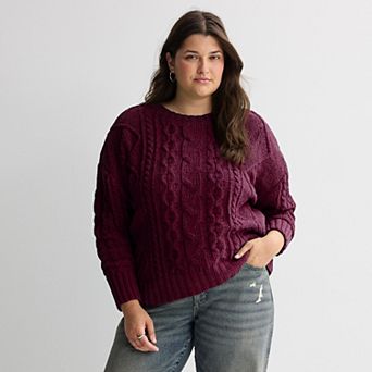 Juniors' Plus Size SO® Chenille Cable Knit Sweater Top