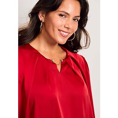 Avenue Women's Plus Size Chain Detail Satin Top