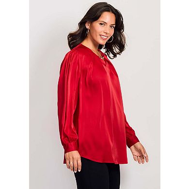 Avenue Women's Plus Size Chain Detail Satin Top