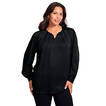 Avenue Women's Plus Size Chain Detail Satin Top