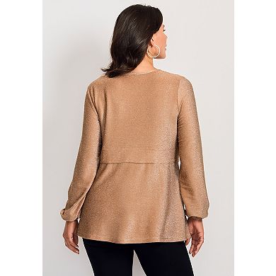 Avenue Women's Plus Size Peplum Shimmer Top