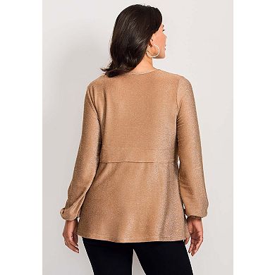 Avenue Women's Plus Size Peplum Shimmer Top
