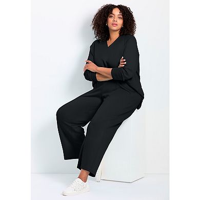 Avenue Women's Plus Size Seamed Wide Leg Pant