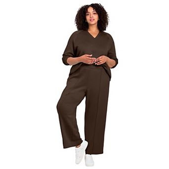 Avenue Women's Plus Size Seamed Wide Leg Pant