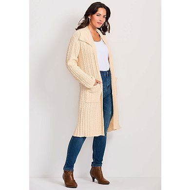 Avenue Women's Plus Size Cable Cardigan