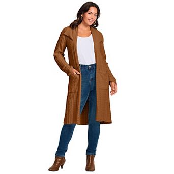 Avenue Women's Plus Size Cable Cardigan