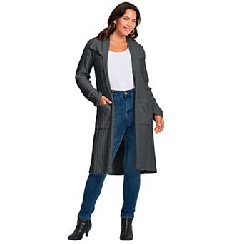 Avenue Women's Plus Size Cable Cardigan