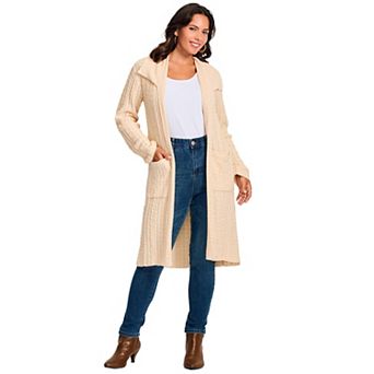 Avenue Women's Plus Size Cable Cardigan