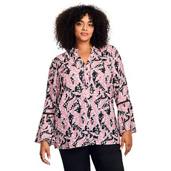 Avenue Women's Plus Size Button Front Poet Blouse