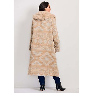 Avenue Women's Plus Size Faux Fur Trim Coat