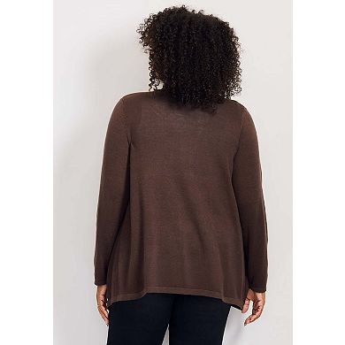 Avenue Women's Plus Size Cascade Cardigan Zipper Pocket