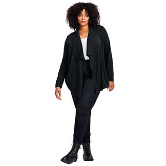 Avenue Women's Plus Size Cascade Cardigan Zipper Pocket