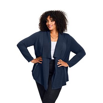 Avenue Women's Plus Size Cascade Cardigan Zipper Pocket