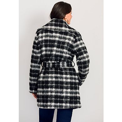 Avenue Women's Plus Size Wing Collar Belted Coat