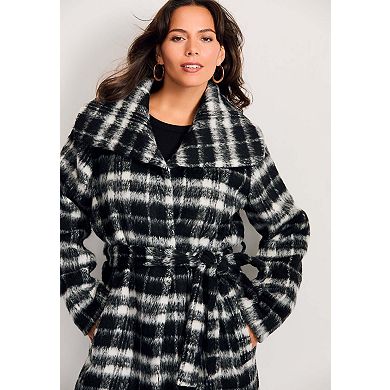 Avenue Women's Plus Size Wing Collar Belted Coat