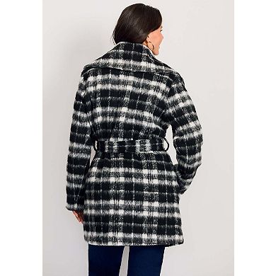 Avenue Women's Plus Size Wing Collar Belted Coat