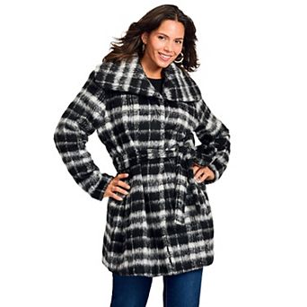 Avenue Women's Plus Size Wing Collar Belted Coat