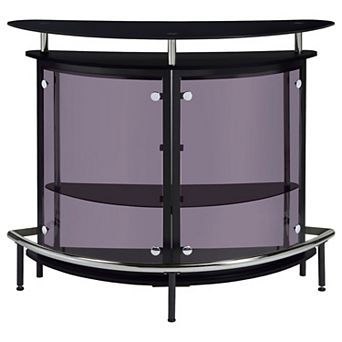 Fieldview Black Modern Freestanding Home Bar Wine Cabinet with Glass Top