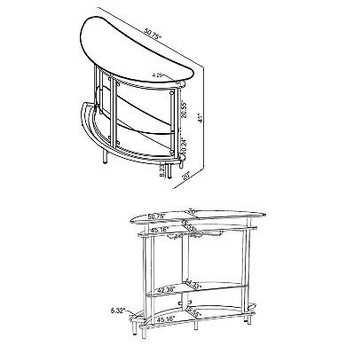 Fieldview Black Modern Freestanding Home Bar Wine Cabinet with Glass Top