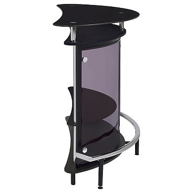 Fieldview Black Modern Freestanding Home Bar Wine Cabinet with Glass Top