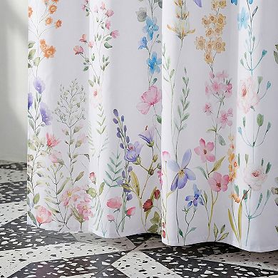 Floral Print Shower Curtain Sets, Waterproof Bath Curtain with 12 Plastic Hooks, Good Drape