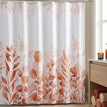Floral Print Shower Curtain Sets, Waterproof Bath Curtain with 12 Plastic Hooks, Good Drape