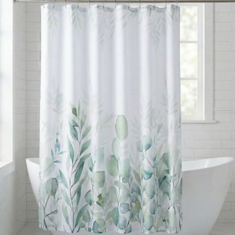 Floral Print Shower Curtain Sets, Waterproof Bath Curtain with 12 Plastic Hooks, Good Drape