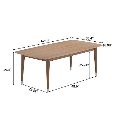 Mid-Century Modern Rectangular Dining Table for 6 People