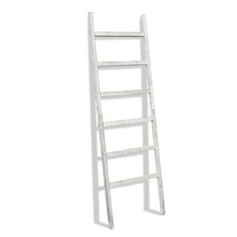 Fieldview White 77 in Extra Wide Rustic Wooden Blanket Ladder