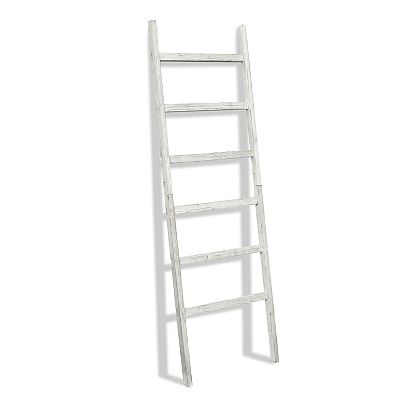 Fieldview White 77-in. Extra Wide Rustic Wooden Blanket Ladder