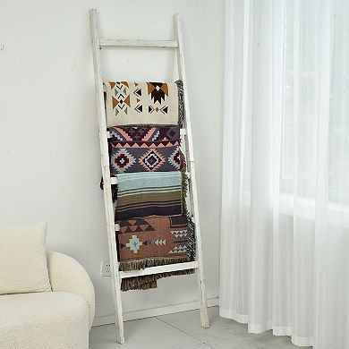 Fieldview White 77-in. Extra Wide Rustic Wooden Blanket Ladder