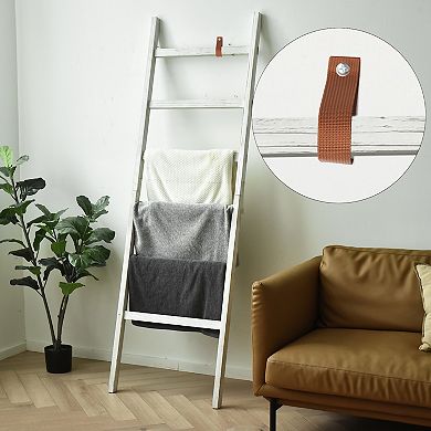 Fieldview White 77-in. Extra Wide Rustic Wooden Blanket Ladder
