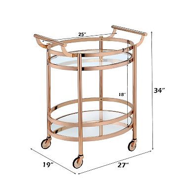 Fieldview Rose Gold 25-in. Oval Glass and Mirrored Serving Cart